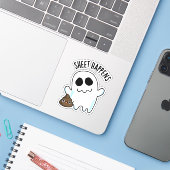Blad Gebeurd door Funny Ghost Pun Sticker (Laptop met iPhone)