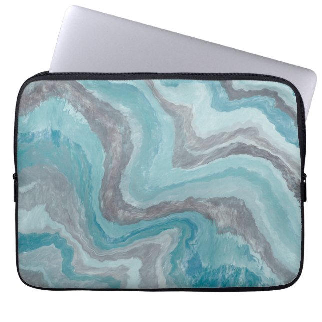 Blad & gebogen abstract laptop sleeve (Voorkant)