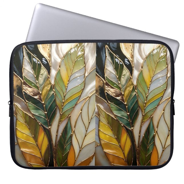 Blad Gebrandschilderde Laptophoes Natuur Case (Voorkant)