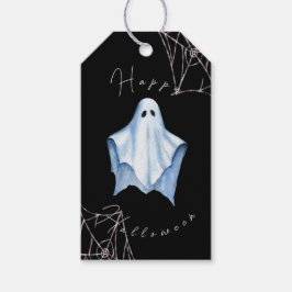 Blad Ghost & Cobwebs Halloween Gothic Zwart Cadeaulabel