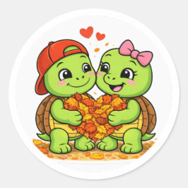 Blad Hart Ronde Sticker