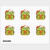 Blad Hart Ronde Sticker (Vel)