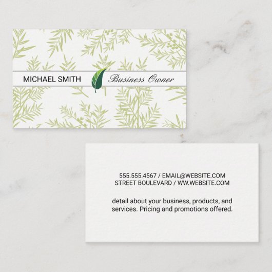 Blad Illustratie | Jeneverbes Takken Visitekaartje (Voorkant / Achterkant)