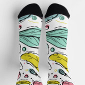 Blad-inktpatroon l Matig kleurrijk Wit Sokken (Top)