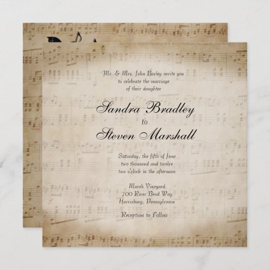 Blad Klassieke muziek thema Weddenschap Kaart (Voorkant / Achterkant)