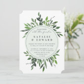 blad lijst bruiloft uitnodiging. kaart (Staand voorkant)