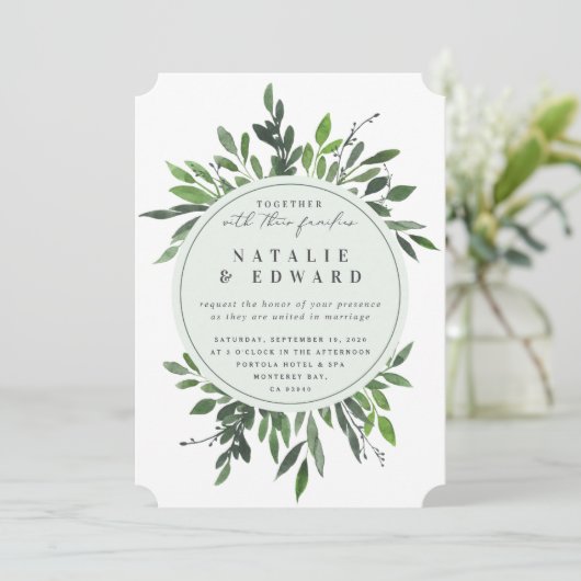 blad lijst bruiloft uitnodiging. kaart (Staand voorkant)