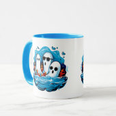 Blad met geesten voor Halloween Mok (Voorkant links)