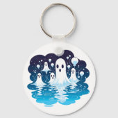 Blad met geesten voor Halloween Sleutelhanger (Voorkant)