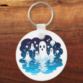 Blad met geesten voor Halloween Sleutelhanger (Voorkant)