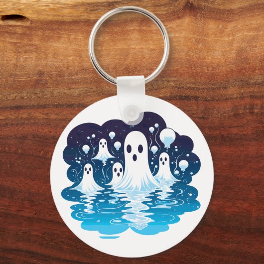 Blad met geesten voor Halloween Sleutelhanger (Voorkant)