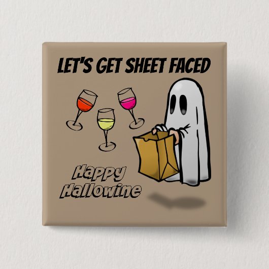 Blad met gezichtsveld Happy Hallowine Vierkante Button 5,1 Cm (Voorkant)