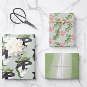 Blad met platte vellen vellen voor orca-kerstmis v