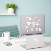 Blad met Sticker Koffiebekers (Laptop op bureau)