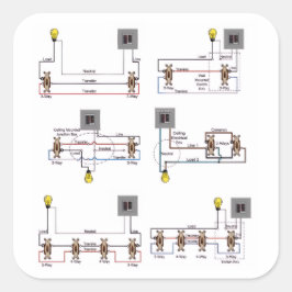 Blad met zes stickers met 3-weg- en 4-wegdiagramme