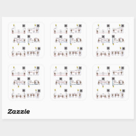 Blad met zes stickers met 3-weg- en 4-wegdiagramme