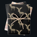 Blad met zwart en gouddroog kerstpapier voor kerst inpakpapier vel<br><div class="desc">Trio-inpakpapierset</div>