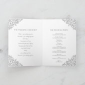 Blad monogram kunst donkergrijs wit bruiloft progr programma (Binnen)