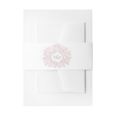 Blad monogram kunst tekening stoffig roze op wit uitnodigingen wikkel (Voorkant Voorbeeld)