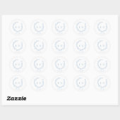 Blad Monogram Stofblauw Bruiloft Ronde Sticker (Vel)