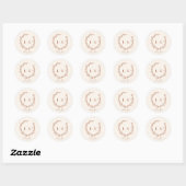 Blad Monogram Terracotta Crème Trouw Ronde Sticker (Vel)