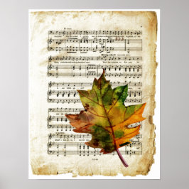  blad Music Autumn Leaf Art Poster