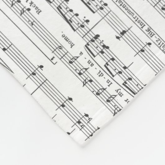 Blad Music Black en White Pattern Fleece Deken (Hoek)