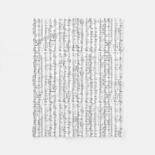 Blad Music Black en White Pattern Fleece Deken (Voorkant)