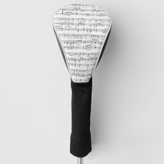 Blad Music Black en White Pattern Golfheadcover (Voorkant)