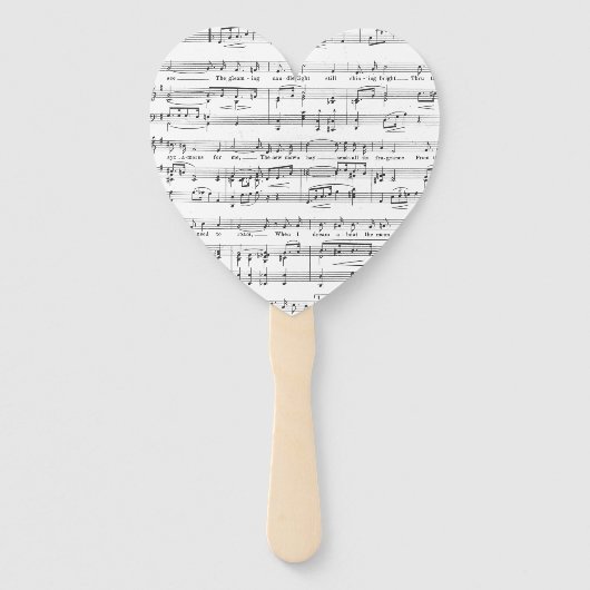 Blad Music Black en White Pattern Handwaaier (Achterkant)