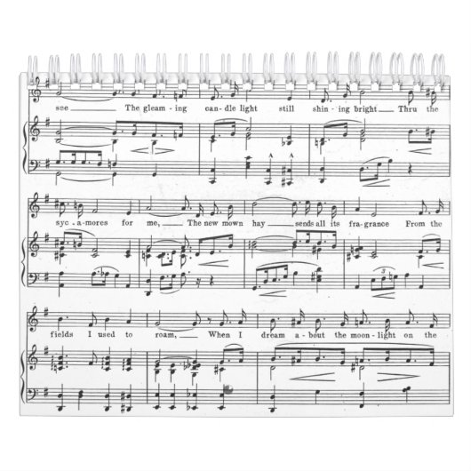 Blad Music Black en White Pattern Kalender (Hoes)