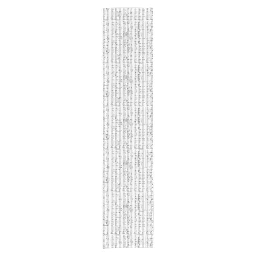 Blad Music Black en White Pattern Korte Tafelloper (Voorkant)