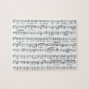 Blad Music Black en White Pattern Legpuzzel