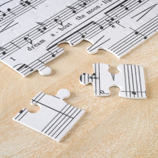 Blad Music Black en White Pattern Legpuzzel (Zijkant)