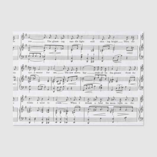 Blad Music Black en White Pattern Tissuepapier (Voorkant)