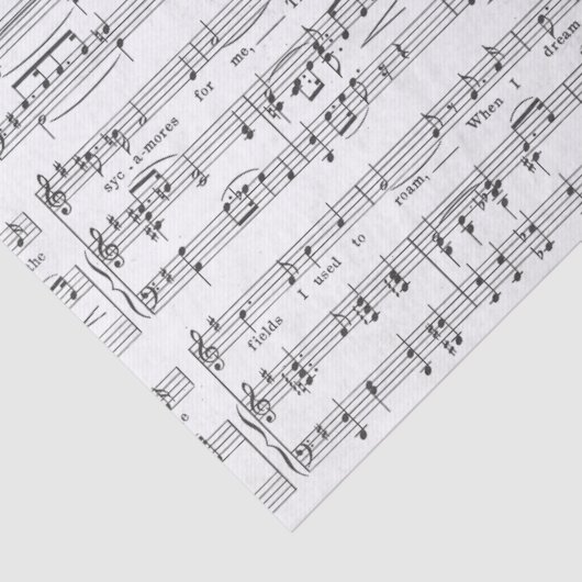 Blad Music Black en White Pattern Tissuepapier (Detail)