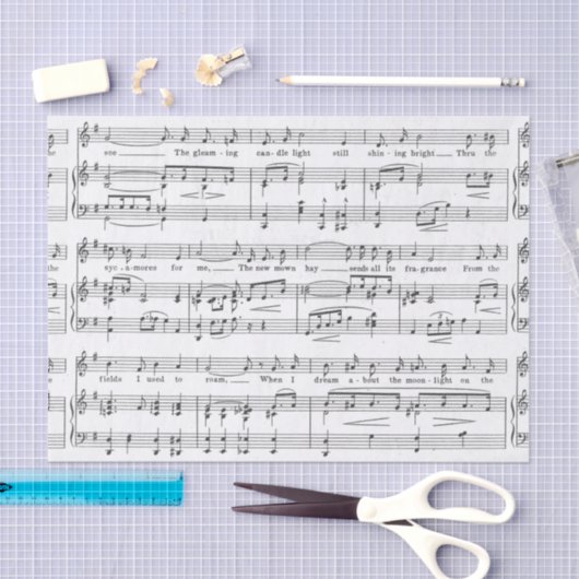 Blad Music Black en White Pattern Tissuepapier (Craft)