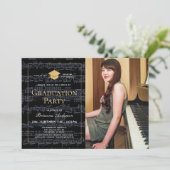 Blad Music Black & Gold Photo Drive-by Afstuderen Kaart (Staand voorkant)