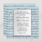 Blad Music Blue Wedding Uitnodiging (Voorkant / Achterkant)