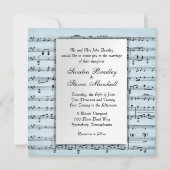 Blad Music Blue Wedding Uitnodiging (Voorkant)