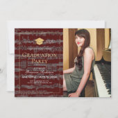 Blad Music Bourgundy Foto Virtual Afstuderen Kaart (Voorkant)