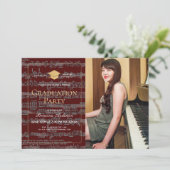 Blad Music Bourgundy Foto Virtual Afstuderen Kaart (Staand voorkant)