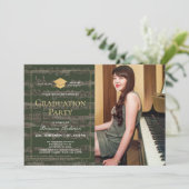 Blad Music Green Gold Photo Drive-by Afstuderen Kaart (Staand voorkant)