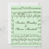 Blad Music Green Wedding Invitation Kaart (Achterkant)