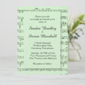 Blad Music Green Wedding Invitation Kaart (Staand voorkant)