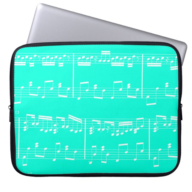 Blad Music-laptop — Hoesje Turquoise Laptop Sleeve (Voorkant)