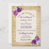  blad Music Paars Roos Wedding Kaart (Voorkant)