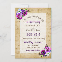  blad Music Paars Roos Wedding Kaart