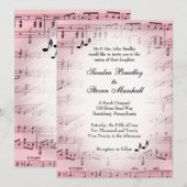Blad Music Pink Wedding 2 Kaart (Voorkant / Achterkant)