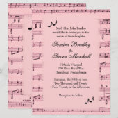 Blad Music Pink Wedding Uitnodiging (Voorkant / Achterkant)